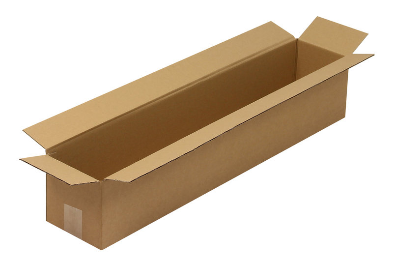 Langer Faltkarton 1-wellig, 800x150x150mm, B1, Qual. 1.3B braun, längsseitige Öffnung