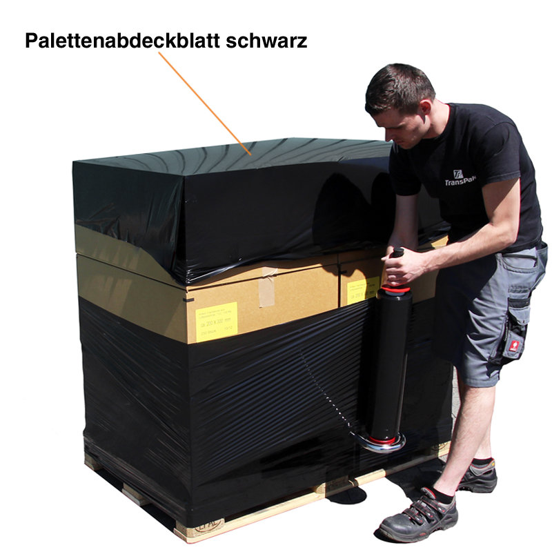 Paletten-Abdeckblatt, 1500x1800mm, 30µ schwarz 200 Stück perforiert auf Rolle