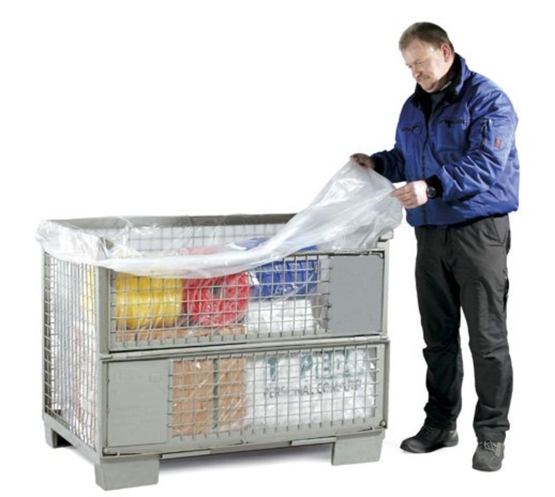 PE-Seitenfaltensack, 700+500x900mm, 90µ Haube für Viertelpalette transparent, lose im Karton