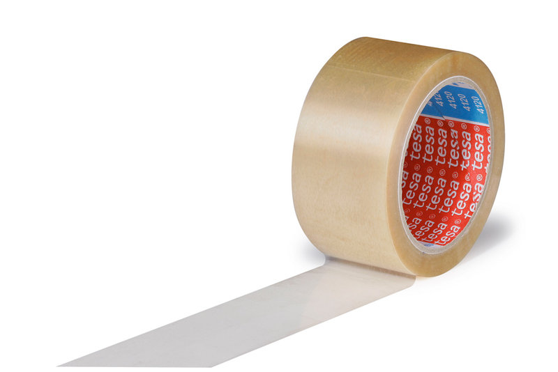 PVC-Klebeband, 50mm breitx66lfm, 49µ transparent, leise, tesa 4120 Naturkautschuk
