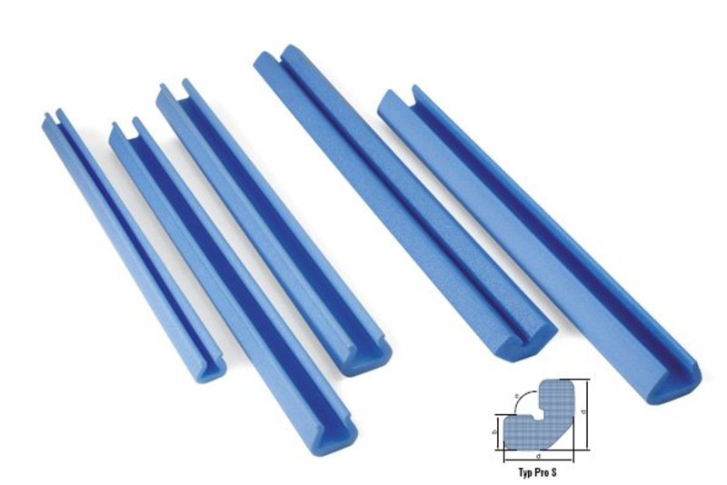 Schaumpolsterprofile, 2000x60x60mm, 30mm Stärke blau, aus Schaum PRO S