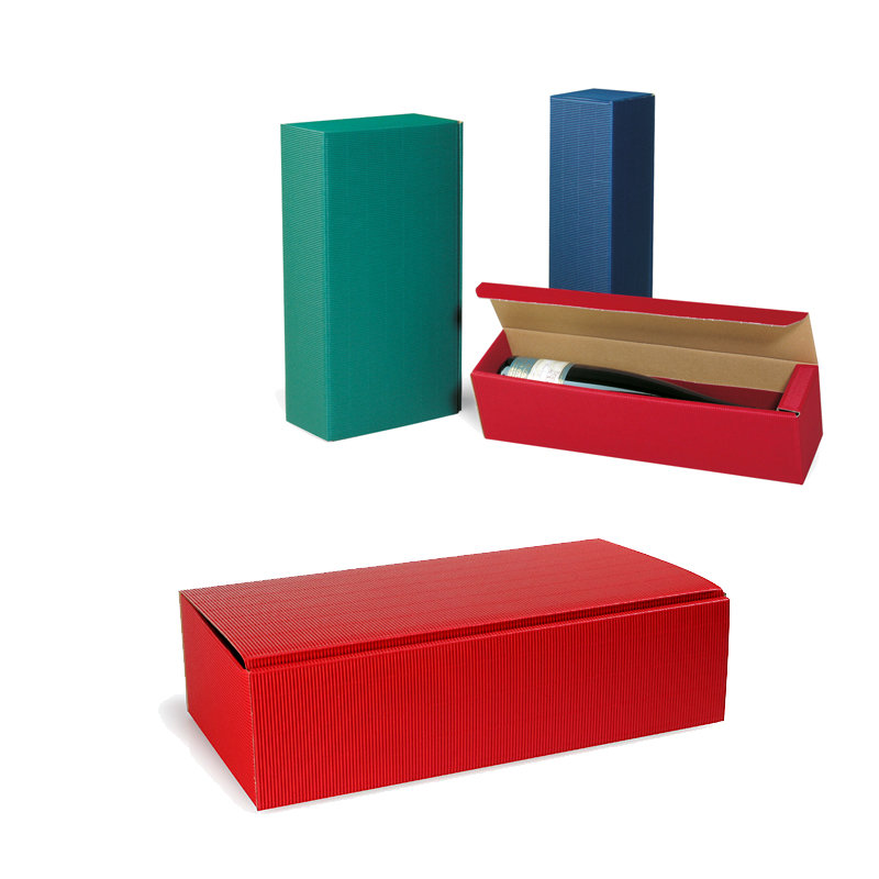 Flaschen-Präsentkarton, 361x188x94mm bordeaux, offene Welle passend für 2 Flaschen