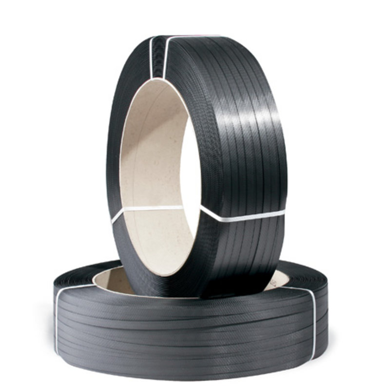 PP-Umreifungsband Großrolle, 12,7mm breit x 2500lfm 0,65mm Stärke, schwarz Reißfestigkeit 175kp