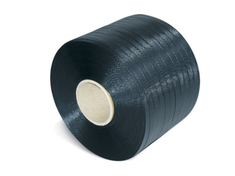 PP-Umreifungsband Kleinrolle, 12,7mm breitx600lfm, 65er Kern schwarz, 0,65mm Stärke Reißfestigkeit 164kp
