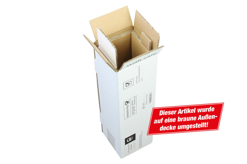 PTZ-Flaschenkarton 2-wellig, 105x100x425mm, Qual. 2.3BC weiß, postgeprüft passend für 1 Flasche PTZ-Flaschenkarton 2-wellig, 105x100x425mm, Qual. 2.3BC weiß, postgeprüft passend für 1 Flasche