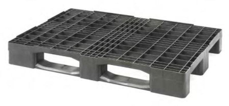 Kunststoffpalette, 1200x800x150mm, 1 EURO, anthrazit, Antirutschkante 7mm, Tragkraft dyn. 2.500kg