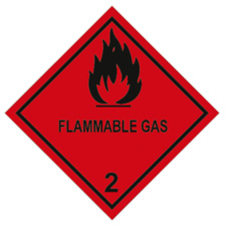 Gefahrgut-Etiketten, 100x100mm, aus Papier mit Aufdruck/Symbol Flammable Gas