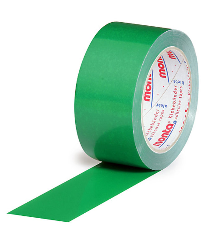 PVC-Packband, farbig, 50mm breitx66lfm, 57µ, grün, leise, monta 250, Naturkautschukkleber