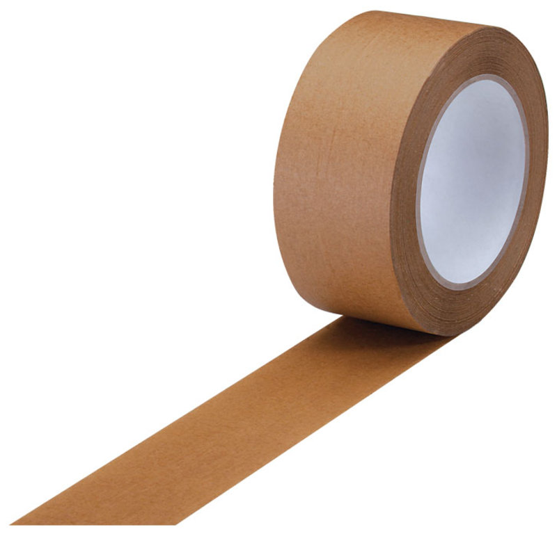 Papier-Klebeband, 50mm breitx50lfm, 110µ braun, Naturkautschuk Papier-Klebeband, 50mm breitx50lfm, 110µ braun, Naturkautschuk