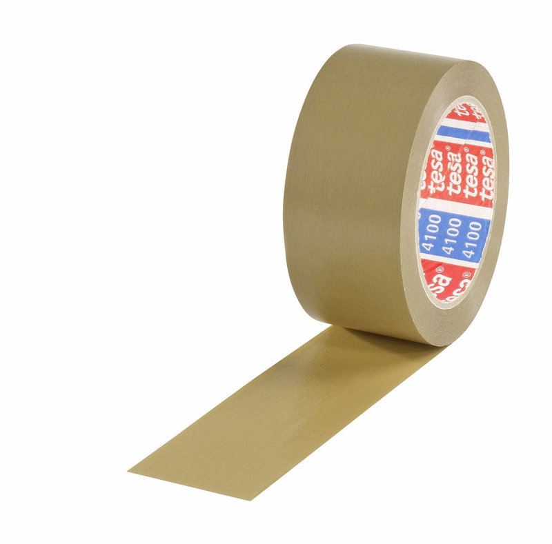 PVC-Packband, geprägt, 50mm breitx66lfm, 65µ, braun, leise, tesa 4100, Naturkautschukkleber PVC-Packband, geprägt, 50mm breitx66lfm, 65µ, braun, leise, tesa 4100, Naturkautschukkleber