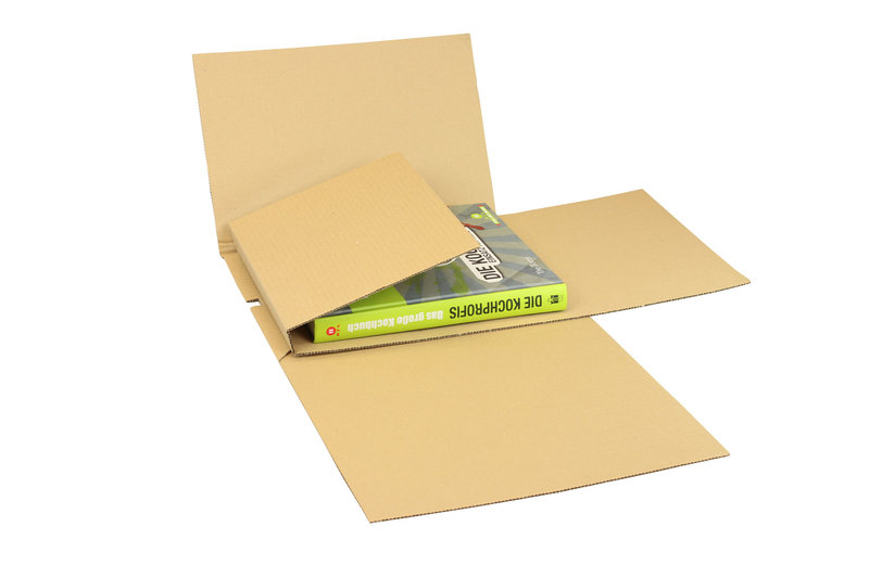 Buchverpackung Drehfix, 330x260x10-115mm, Qual.1.20B, C4, braun, verstärkte Außenkante