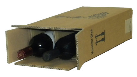 PTZ-Flaschenkarton 2-wellig, 205x105x400mm, Qual. 2.3BC braun, postgeprüft passend für 2 Flaschen