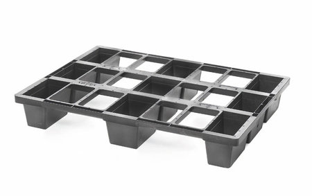 Kunststoffpalette, 600x800x120 mm, 1/2 EURO, anthrazit, o. Antirutschkante, Tragkraft dyn. 500kg