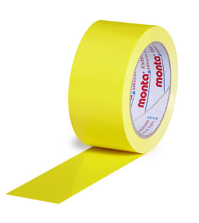 PVC-Packband, farbig, 50mm breitx66lfm, 57µ, gelb, leise, monta 250, Naturkautschukkleber