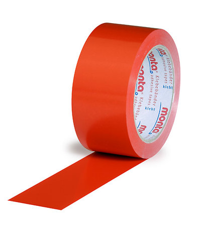 PVC-Packband, farbig, 50mm breitx66lfm, 57µ, rot, leise, monta 250, Naturkautschukkleber