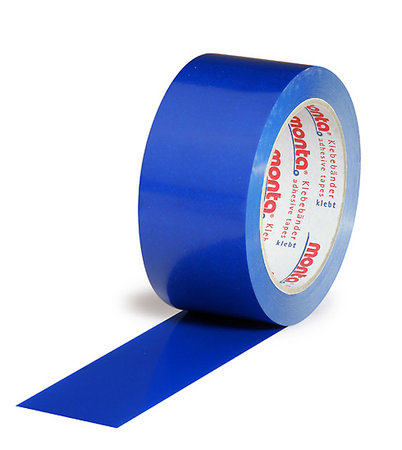 PVC-Packband, farbig, 50mm breitx66lfm, 57µ, blau, leise, monta 250, Naturkautschukkleber