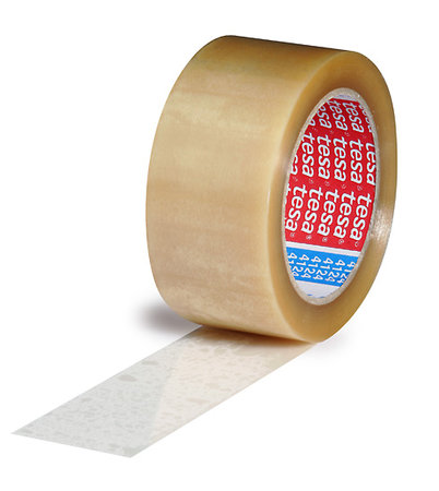 PVC-Klebeband, 50mm breitx66lfm, 65µ transparent, leise, tesa 4124 Naturkautschuk