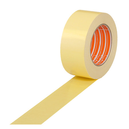 Doppelseitiges Klebeband, 50mm breitx25lfm, 250µ, gelb, Baumwollzellgewebe, Acrylatkleber