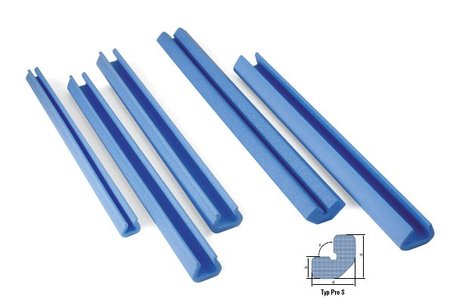 Schaumpolsterprofile, 2000x60x60mm, 30mm Stärke blau, aus Schaum PRO S